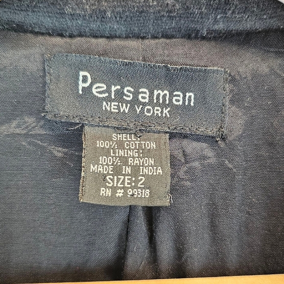 Vtg Persaman Micro Corduroy Floral Blazer 2 Black 90s Boho Chic Hippie Jacket - Picture 13 of 13